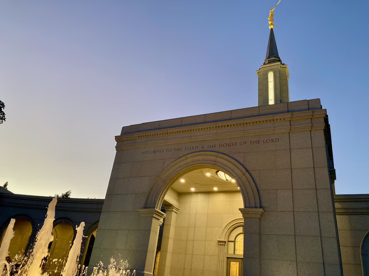 Facing the outside entrance of the Sacramento Temple